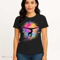 Rainbow Gymnastics Female Gymnast Silhouette HandStand Women's T-Shirt thumb 4