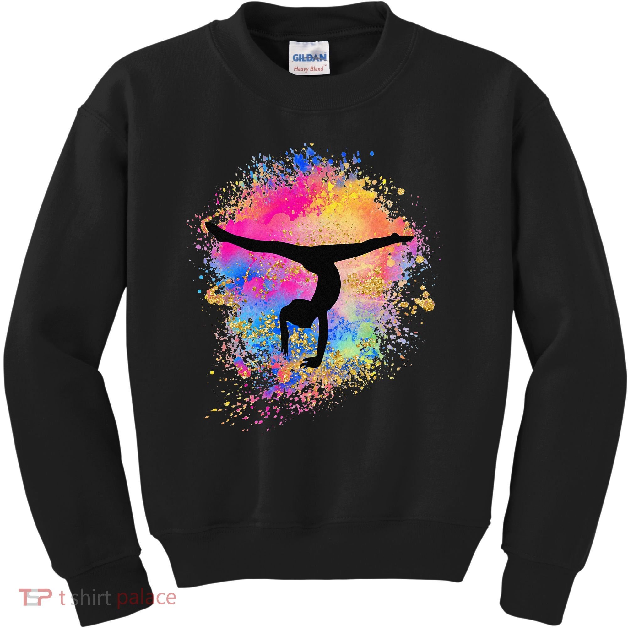 Rainbow Gymnastics Female Gymnast Silhouette HandStand Kids Sweatshirt