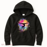 Rainbow Gymnastics Female Gymnast Silhouette HandStand Kids Hoodie thumb 0