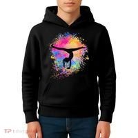 Rainbow Gymnastics Female Gymnast Silhouette HandStand Kids Hoodie thumb 4