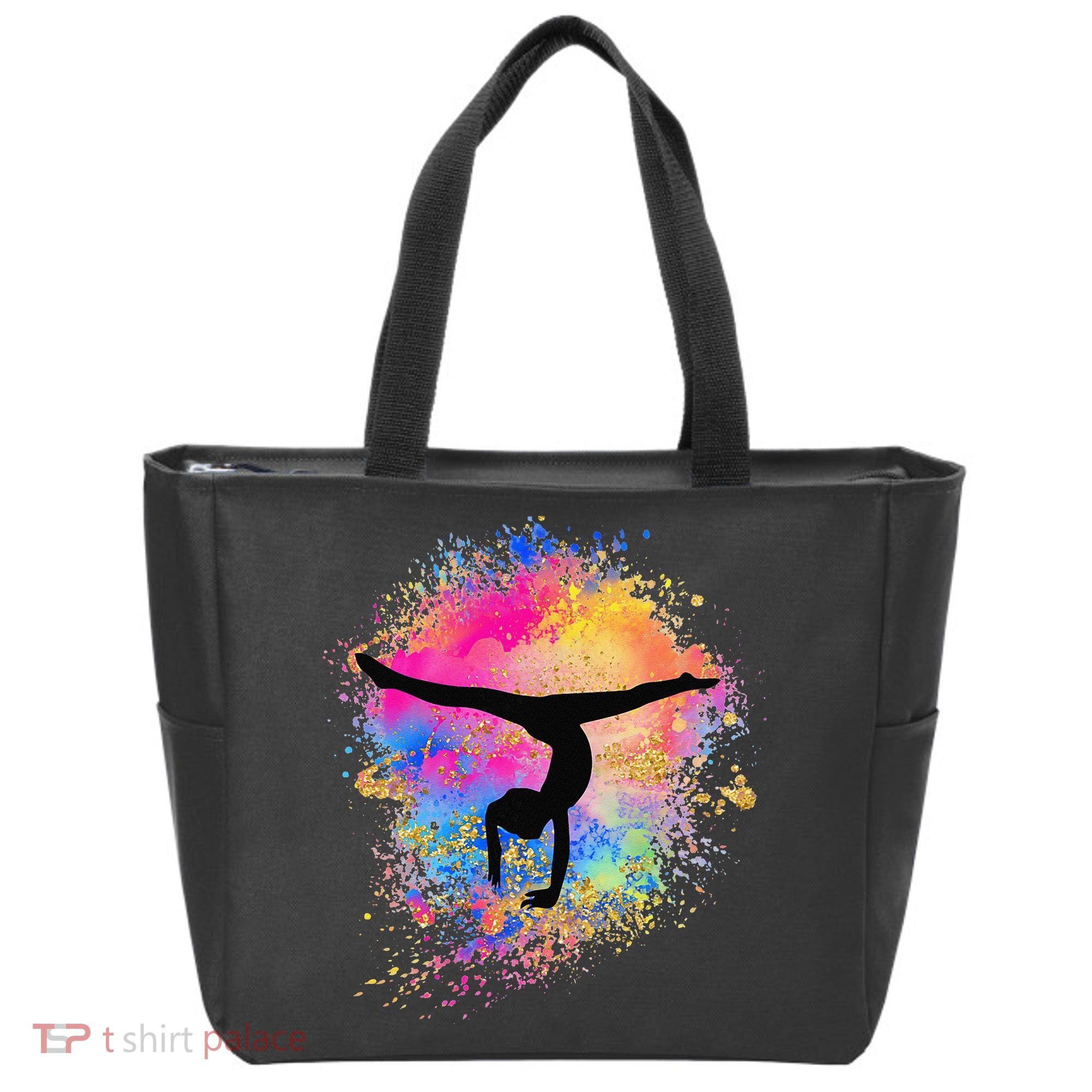 Rainbow Gymnastics Female Gymnast Silhouette HandStand Tote Bag