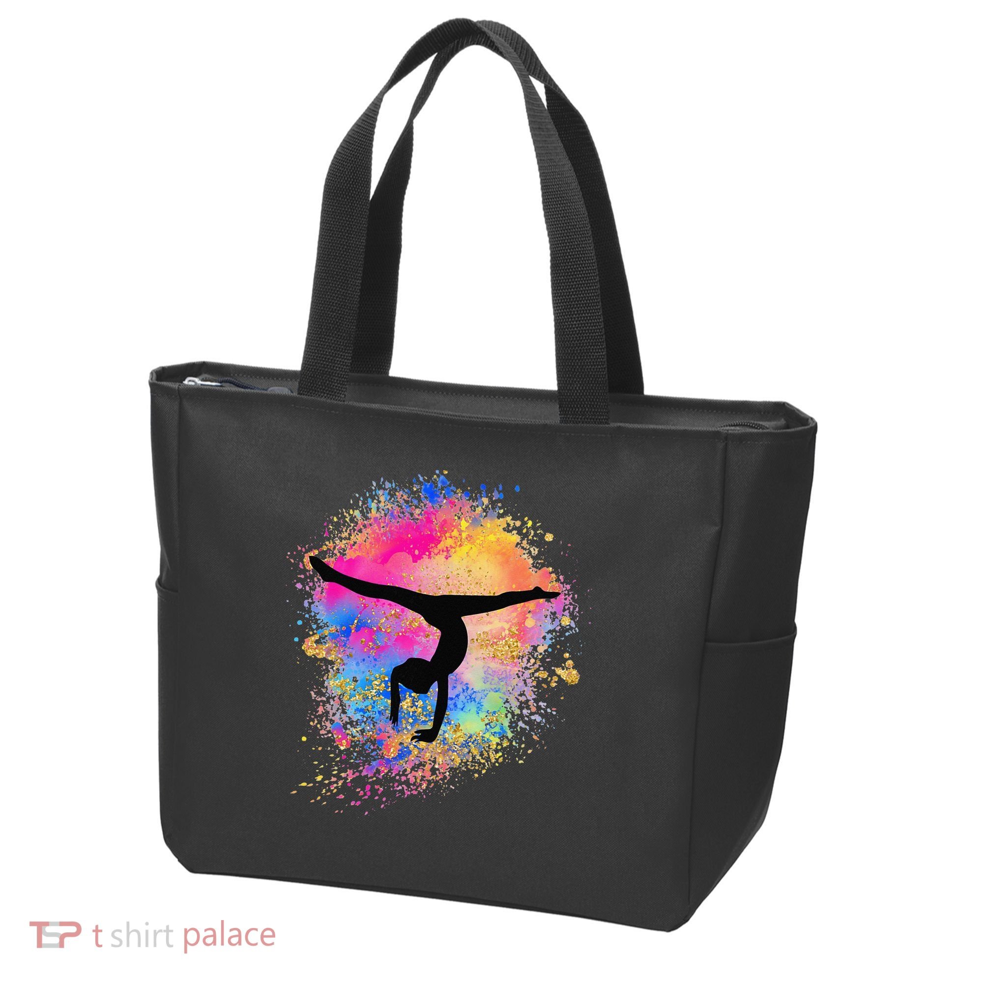 Rainbow Gymnastics Female Gymnast Silhouette HandStand Tote Bag