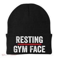Resting Gym Face Funny Saying Workout Fitness Quotes Beanie thumb 0