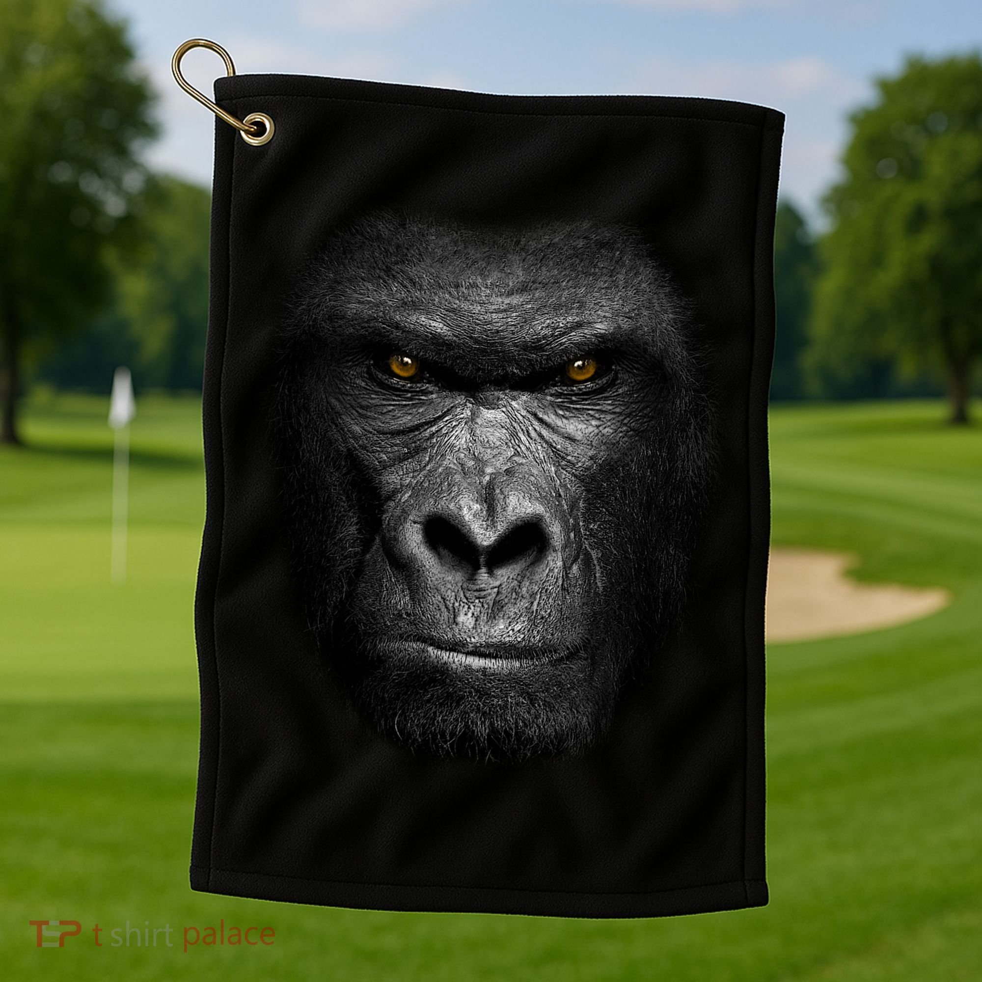 Realistic Gorilla Face Golf Towel