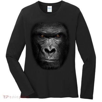 Realistic Gorilla Face Women's Long Sleeve Shirt