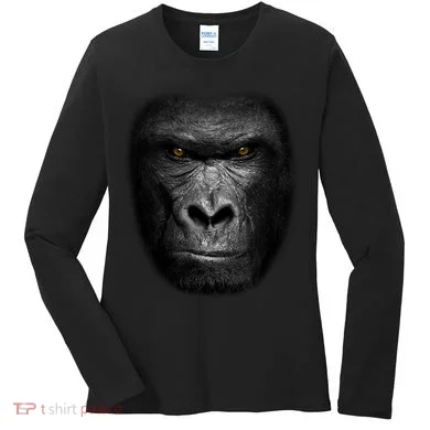 Realistic Gorilla Face Women's Long Sleeve Shirt