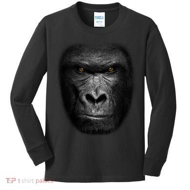 Realistic Gorilla Face Kids Long Sleeve Shirt