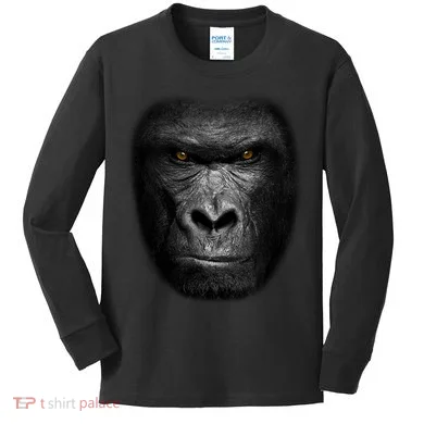 Realistic Gorilla Face Kids Long Sleeve Shirt