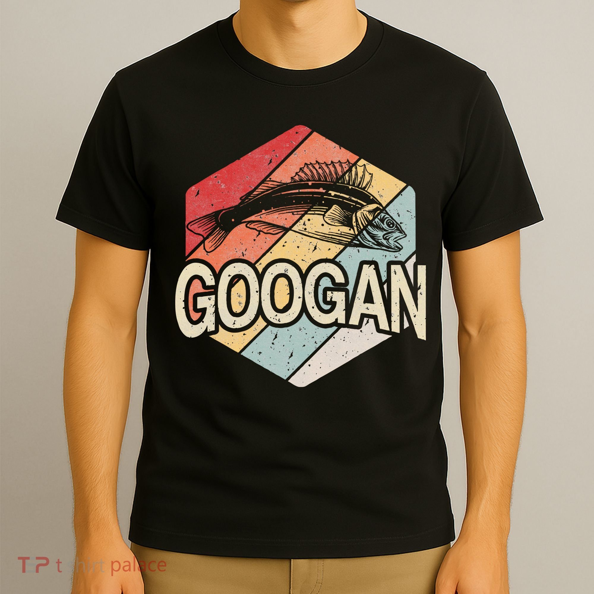 Retro Googan Fish Fishing Vintage Sunset T-Shirt