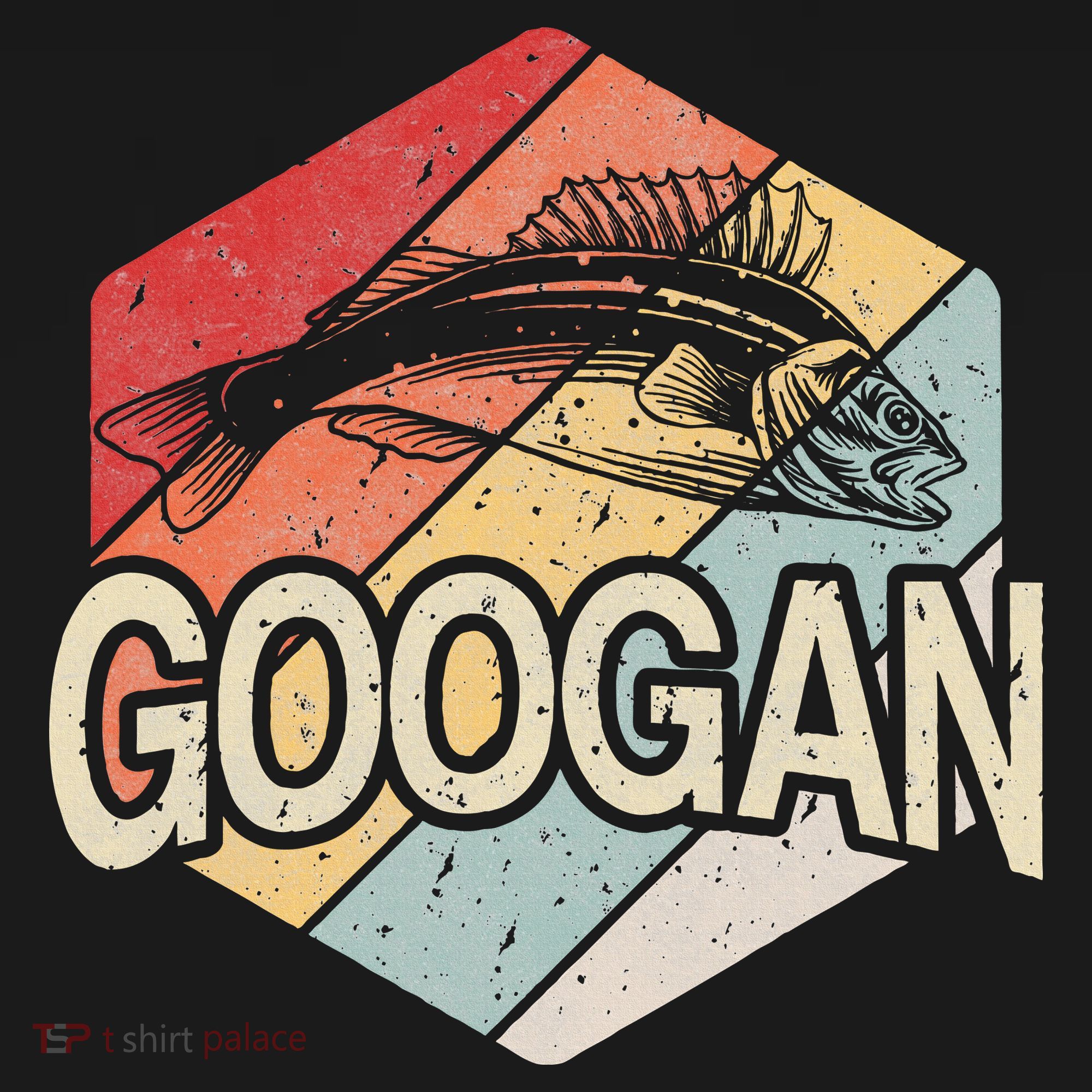 Retro Googan Fish Fishing Vintage Sunset T-Shirt
