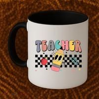 Retro Groovy Funny Math Teacher Happy 100 Days Of School Gift Coffee Mug thumb 2