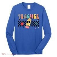 Retro Groovy Funny Math Teacher Happy 100 Days Of School Gift Long Sleeve Shirt thumb 0
