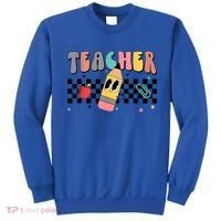 Retro Groovy Funny Math Teacher Happy 100 Days Of School Gift Sweatshirt thumb 0