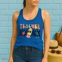 Retro Groovy Funny Math Teacher Happy 100 Days Of School Gift Women's Tank Top thumb 2