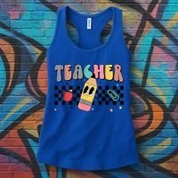 Retro Groovy Funny Math Teacher Happy 100 Days Of School Gift Women's Tank Top thumb 3