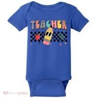 Retro Groovy Funny Math Teacher Happy 100 Days Of School Gift Baby Bodysuit thumb 0