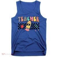 Retro Groovy Funny Math Teacher Happy 100 Days Of School Gift Tank Top thumb 0