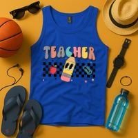 Retro Groovy Funny Math Teacher Happy 100 Days Of School Gift Tank Top thumb 4