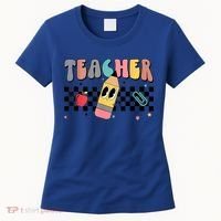 Retro Groovy Funny Math Teacher Happy 100 Days Of School Gift Women's T-Shirt thumb 0