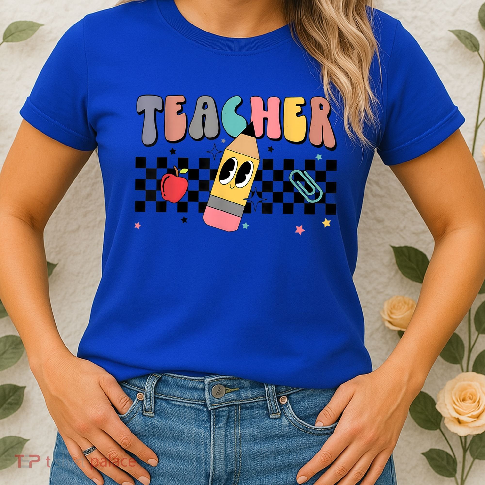Retro Groovy Funny Math Teacher Happy 100 Days Of School Gift Women's T-Shirt