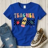 Retro Groovy Funny Math Teacher Happy 100 Days Of School Gift Women's T-Shirt thumb 3
