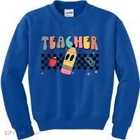 Retro Groovy Funny Math Teacher Happy 100 Days Of School Gift Kids Sweatshirt thumb 0