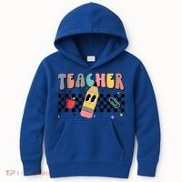 Retro Groovy Funny Math Teacher Happy 100 Days Of School Gift Kids Hoodie thumb 0