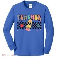Retro Groovy Funny Math Teacher Happy 100 Days Of School Gift Kids Long Sleeve Shirt thumb 0