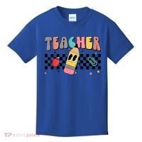 Retro Groovy Funny Math Teacher Happy 100 Days Of School Gift Kids T-Shirt thumb 0
