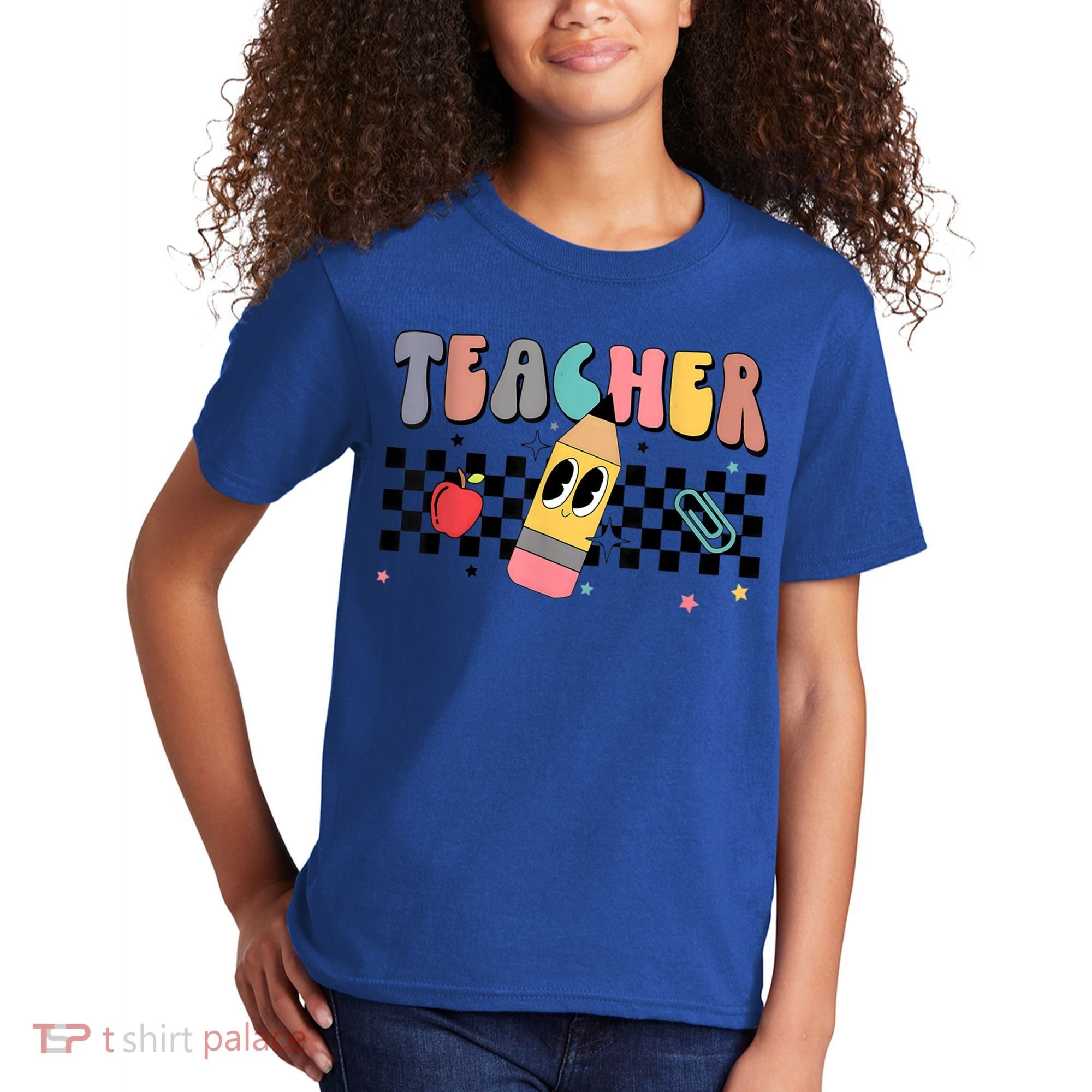 Retro Groovy Funny Math Teacher Happy 100 Days Of School Gift Kids T-Shirt