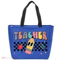 Retro Groovy Funny Math Teacher Happy 100 Days Of School Gift Tote Bag thumb 0