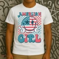 Retro Groovy Fourth 4th Of July Smile American Girl T-Shirt thumb 3