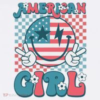 Retro Groovy Fourth 4th Of July Smile American Girl Women's Hoodie thumb 2