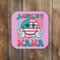 Retro Groovy Fourth 4th Of July Smile For Mom American Mama Coaster thumb 0