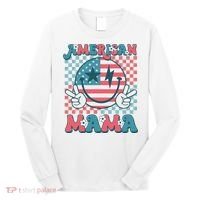 Retro Groovy Fourth 4th Of July Smile For Mom American Mama Long Sleeve Shirt thumb 0