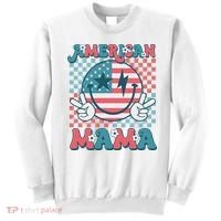 Retro Groovy Fourth 4th Of July Smile For Mom American Mama Sweatshirt thumb 0