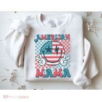 Retro Groovy Fourth 4th Of July Smile For Mom American Mama Sweatshirt thumb 2