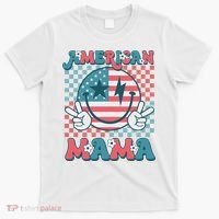 Retro Groovy Fourth 4th Of July Smile For Mom American Mama T-Shirt thumb 0