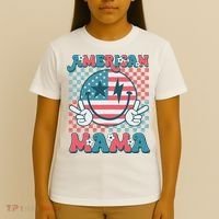 Retro Groovy Fourth 4th Of July Smile For Mom American Mama T-Shirt thumb 4