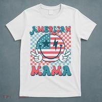 Retro Groovy Fourth 4th Of July Smile For Mom American Mama T-Shirt thumb 5