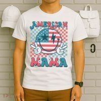 Retro Groovy Fourth 4th Of July Smile For Mom American Mama T-Shirt thumb 6