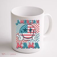 Retro Groovy Fourth 4th Of July Smile For Mom American Mama Coffee Mug thumb 1