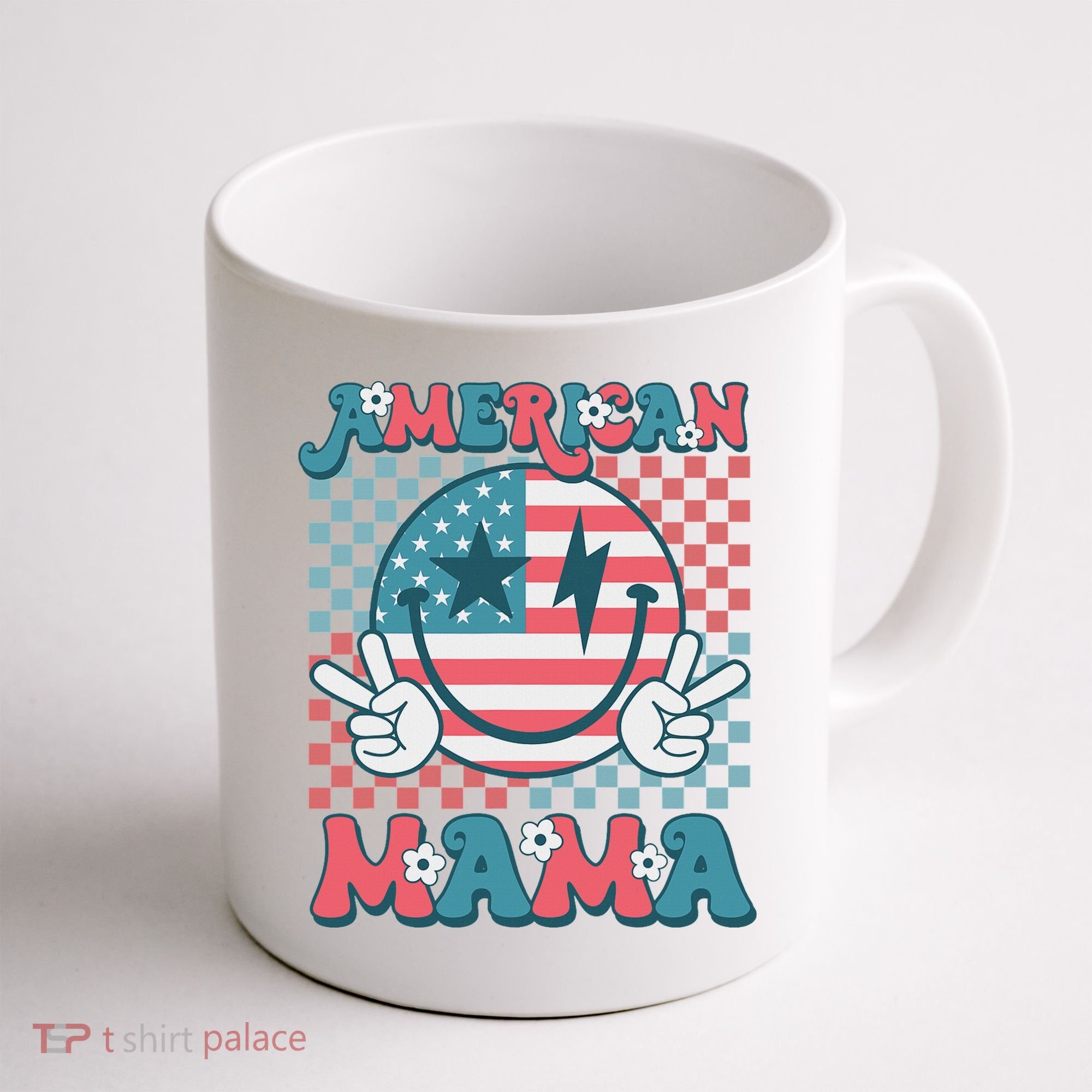 Retro Groovy Fourth 4th Of July Smile For Mom American Mama Coffee Mug