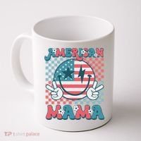 Retro Groovy Fourth 4th Of July Smile For Mom American Mama Coffee Mug thumb 0