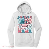 Retro Groovy Fourth 4th Of July Smile For Mom American Mama Women's Hoodie thumb 0