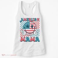 Retro Groovy Fourth 4th Of July Smile For Mom American Mama Women's Tank Top thumb 0