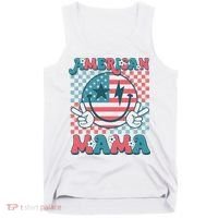 Retro Groovy Fourth 4th Of July Smile For Mom American Mama Tank Top thumb 0