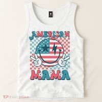 Retro Groovy Fourth 4th Of July Smile For Mom American Mama Tank Top thumb 2