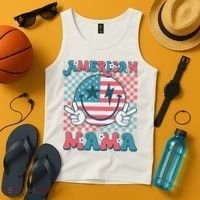 Retro Groovy Fourth 4th Of July Smile For Mom American Mama Tank Top thumb 4