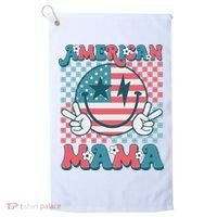 Retro Groovy Fourth 4th Of July Smile For Mom American Mama Golf Towel thumb 0